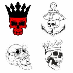 Skull King SVG, Skeleton SVG, Skull SVG Bundle, Halloween svg, Crown Skull svg, Skull with Crown svg