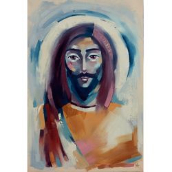 Jesus Painting Catholic Original Art Christian Artwork Religious Wall Art  Oil Canvas 16 by 20 inches