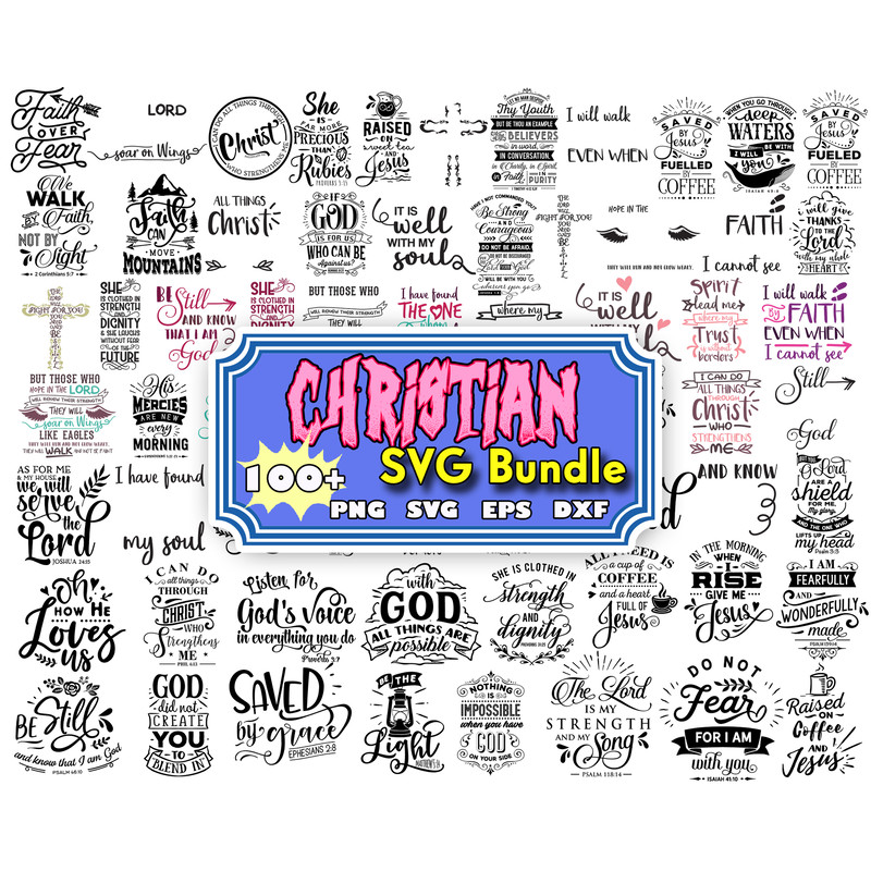 100 Christian Svg, Christian Svg Bundle, Faith Svg, Religious Svg, Bible Verse Svg, God, Jesus, Scripture, Svg Files for Cricut, Cut files.jpg