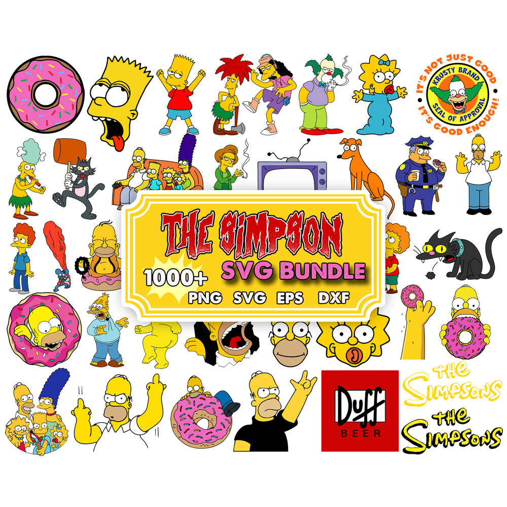 1000 Simpsons Clip Art bundle, Simpsons SVG cut files for Cricut, Silhouette, PNG, DXF, instant download.jpg