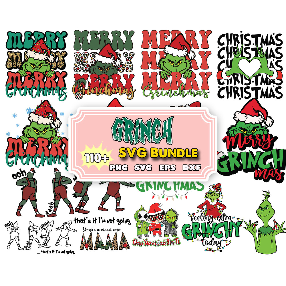 110 Grinch svg Bundle, Grinch Hand svg, Grinch Face svg, Grinch Christmas svg, svg for cricut, Instant Download.jpg