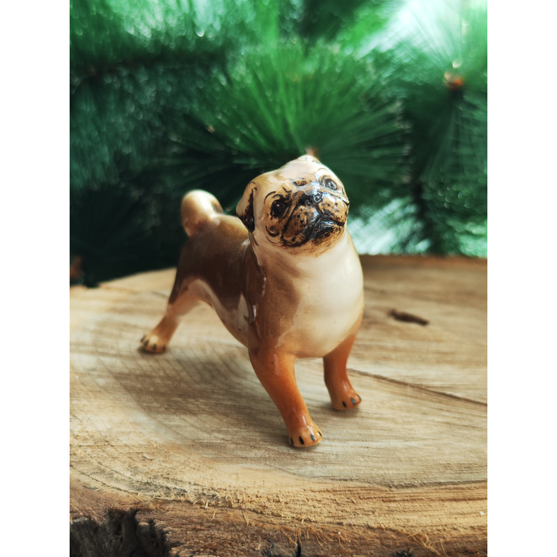 porcelain fawn pug statuette