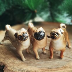 figurine pug porcelain handmade fawn pug statuette russianartdogs