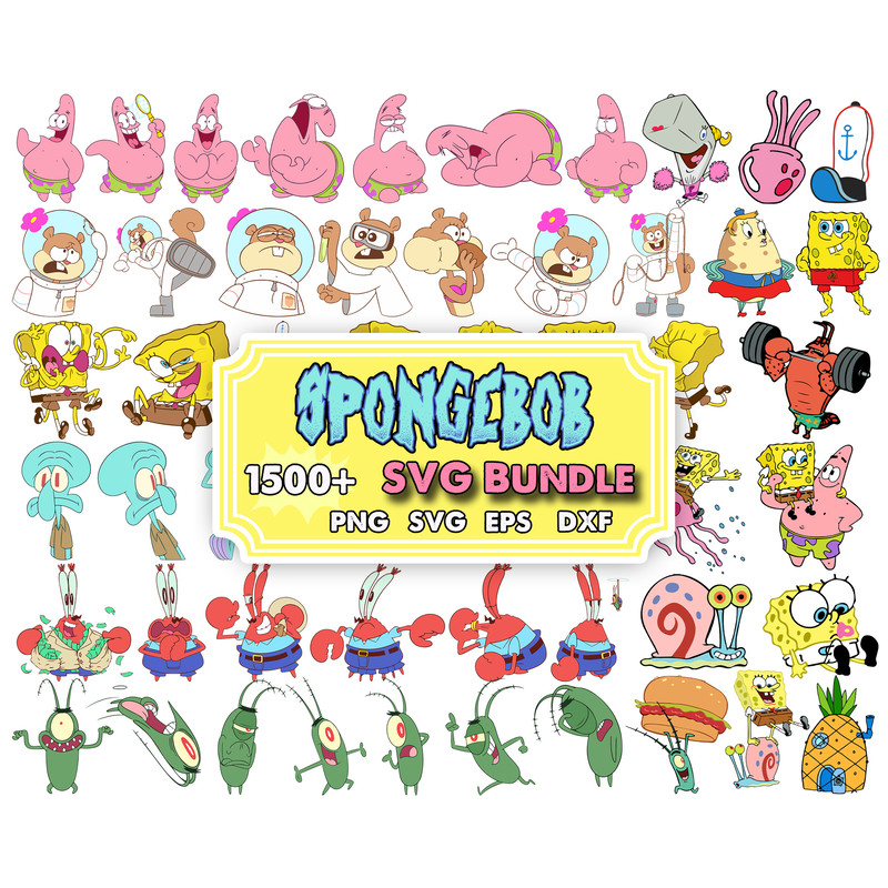 1500 Spongebob svg layered, spongebob png, spongebob clipart, spongebob face svg, SVG for cricut, Instant Download.jpg