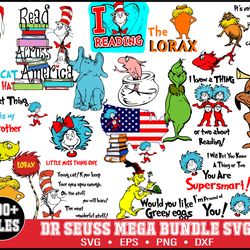 190 dr seuss svg bundle layered item, dr. seuss quotes cat in the hat svg clipart, cricut, digital vector cut file, cat