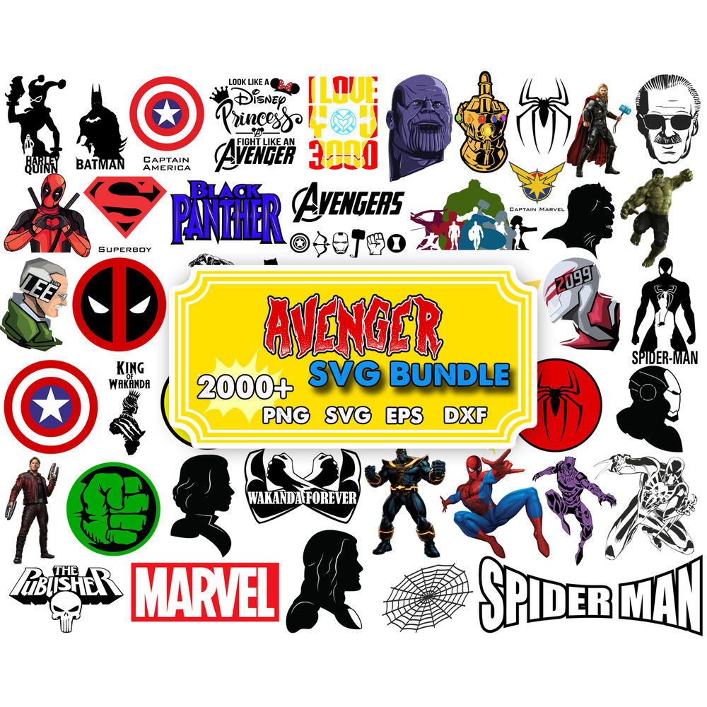 2000 Avengers Svg Bundle, Avengers Svg, Cricut, Cut Files, Layered Digital Vector File, Layered Files.jpg