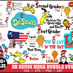 350 dr seuss svg, mega bundle, cat in the hat svg, dr seuss hat svg, green eggs and ham svg, dr seuss for teachers svg,