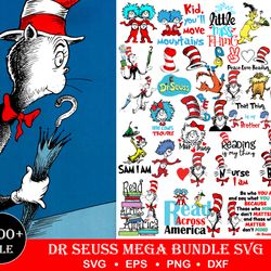 3500 mega dr seuss svg bundle layered item, dr. seuss quotes cat in the hat svg clipart, cricut, digital vector cut file