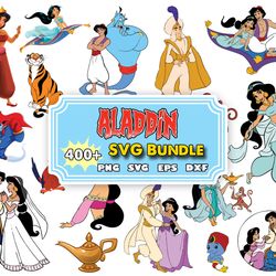 400 aladdin svg bundle , princess jasmine, genie svg , instant download svg, png,cricut, layered svg, vector, png, clipa