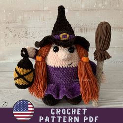 Witch Doll  crochet pattern PDF - English Halloween plush gnome amigurumi crochet pattern