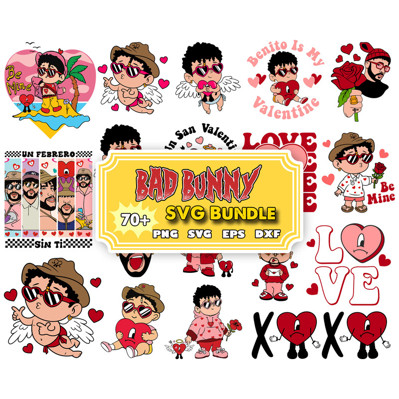 70 Valentine Bad Bunny Svg Png, Valentine’s Day Svg, Bad Bunny Svg, Heart Svg,Svg Files For Cricut, Instant Download.jpg
