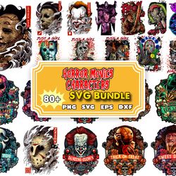 80 halloween horror characters bundle png, serial killers, horror movies