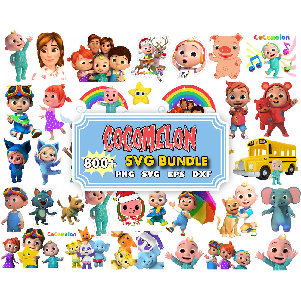 800 Cocomelon Christmas Bundle Svg, Cocomelon Png, Cocomelon Clipart, Birthday Family Png.jpg