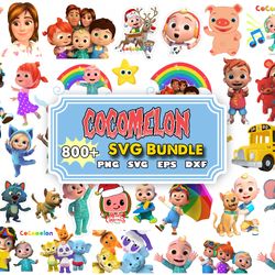 800 cocomelon christmas bundle svg, cocomelon png, cocomelon clipart, birthday family png