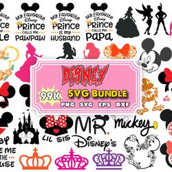 99k disney bundle svg png, cricut mickey bundle, disney svg, cricut pritntable disney clipart silhouette