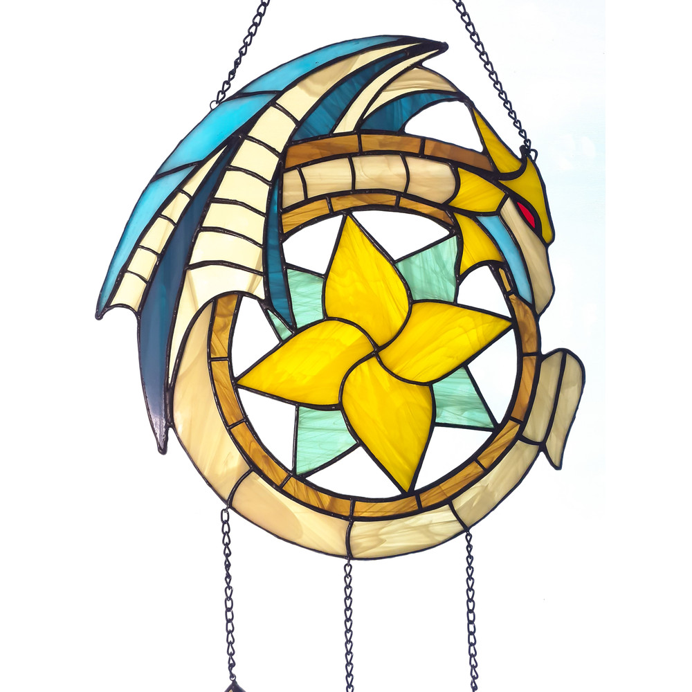 Stained Glass Dragon Dreamcatcher Fantasy Dragon Suncatcher Window Hanging Stained Glass Decor Unique Ornament Gift 8