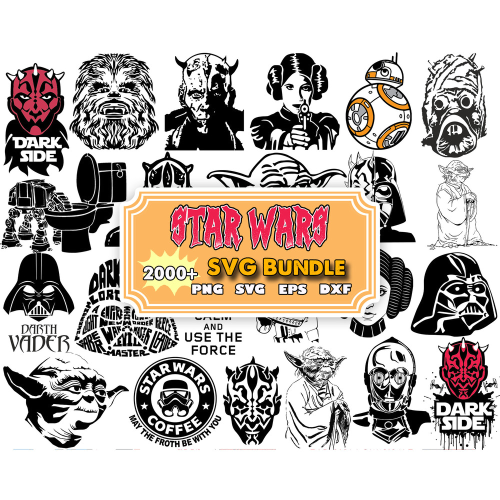 Star wars svg Bundle, Star wars Files, Star Wars Cut files, Darth Vader svg , Yoda svg, Instant Download.jpg