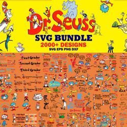 2000 mega dr seuss bundle layered svg, bundle png, pdf, svg, dxf, cricut, cut files, layered digital vector file