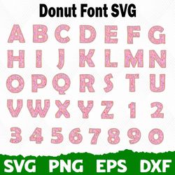 alphabet donut svg, number donut, font svg, silhouette, cricut font, bundle font, cute fonts, instant download