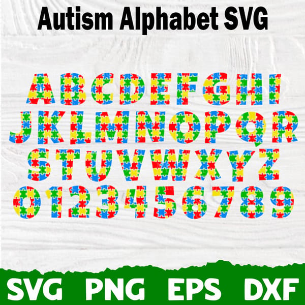 Autisum Lettering Autism Font, Autism Alphabet, Puzzle, Font svg, Silhouette, - Inspire ...