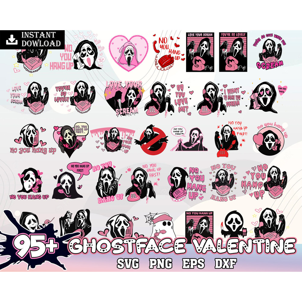 95 Valentine Ghostface SVG PNG, No You Hang Up, Horror Valentine Png, Funny Valentines, Ghostface Calling,Valentine Movie, Digital Download.jpg