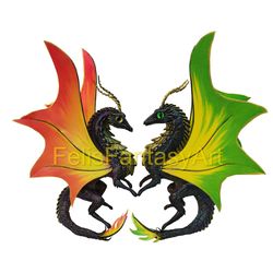 Dragon picture PNG print with transparent background. Bright fantasy art for printing. Downloadable arts with creatures