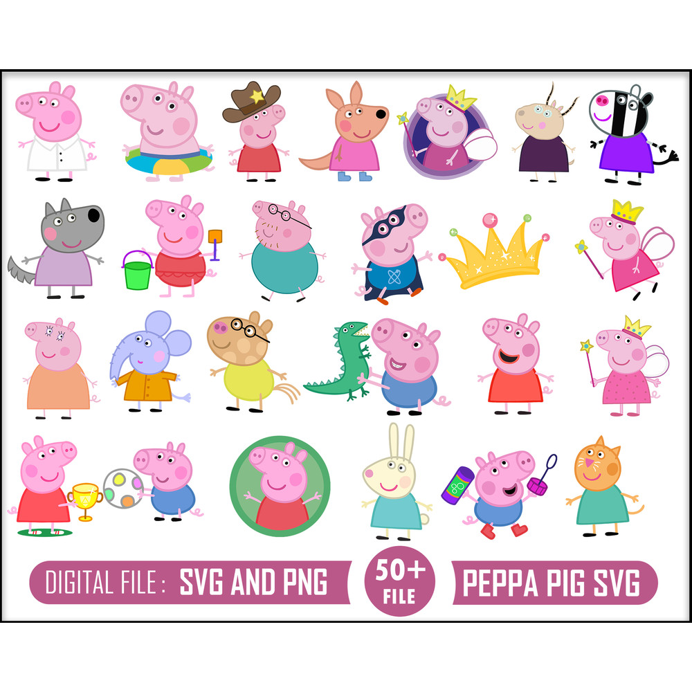 Peppa Pig Svg, Peppa Pig Png, Peppa pig Alphabet, Family Peppa Pig Svg, Peppa Pig layered, Peppa Pig Svg Bundle, Svg files for cricut.jpg