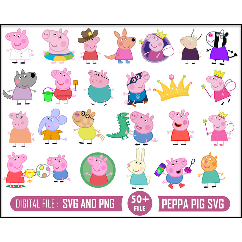 Peppa Pig Svg, Peppa Pig Png, Peppa pig Alphabet, Family Peppa Pig Svg, Peppa Pig layered, Peppa Pig Svg Bundle, Svg files for cricut.jpg