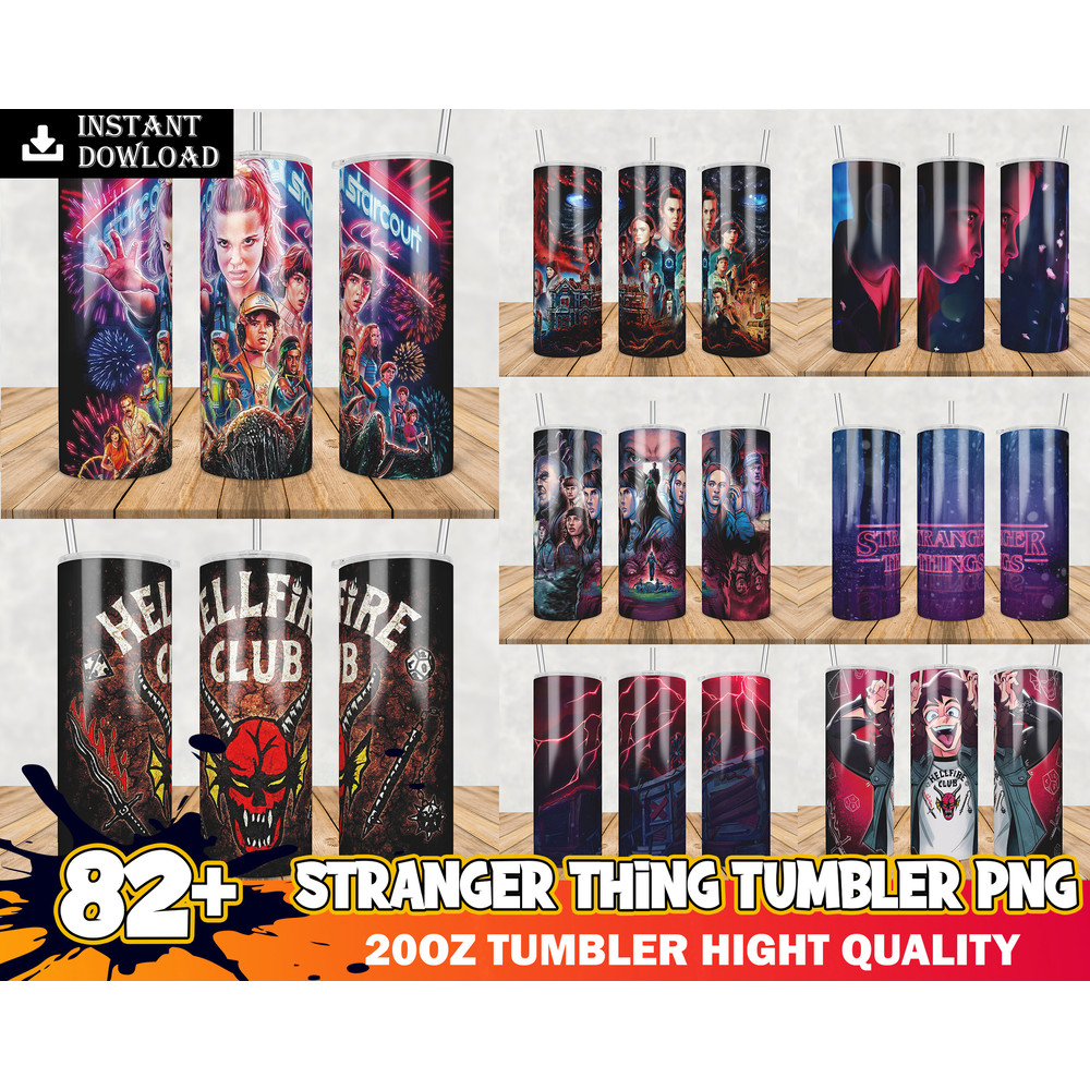 Stranger Things 20oz Skinny Tumbler Sublimation Designs for Straight Tumbler Design - PNG Digital Download.jpg