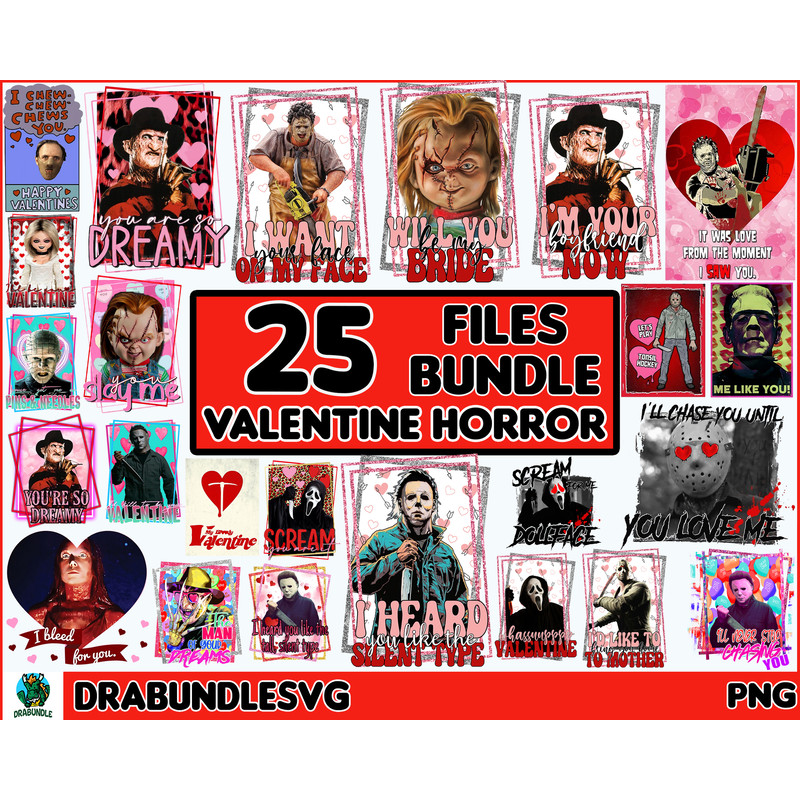 Valentines Day Quotes Horror Characters PNG Sublimation 6 Design Bundle , Freddy Krueger, Jason Voorhees, Michael Myers , Horror Movie.jpg
