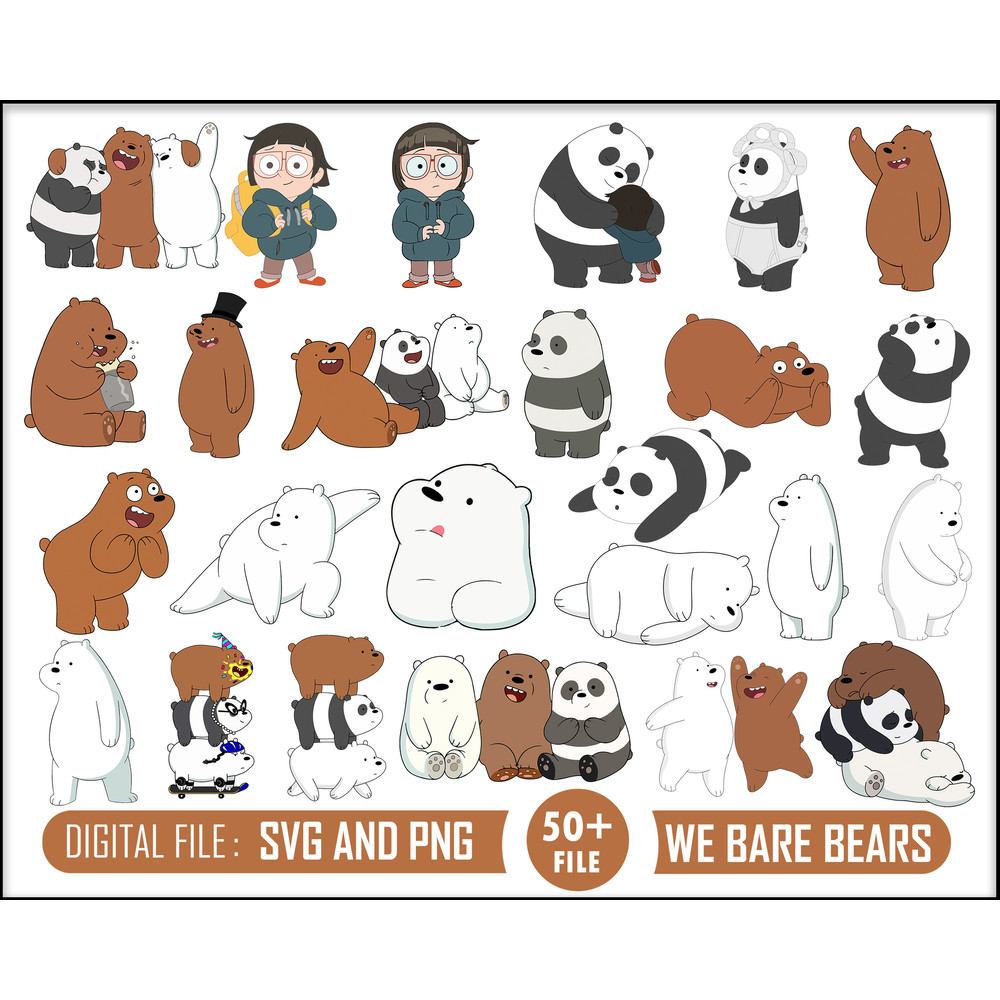 We Bare Bears digital, Layered svg, silhouette, artwork, instant download, clip art, stickers, Bundle Layered, cricut, cut files, vector.jpg