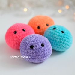 worry pet set of 4, stress ball anxiety stress relief gift for brother, autism plush toy by KnittedToysKsu, xmas gift