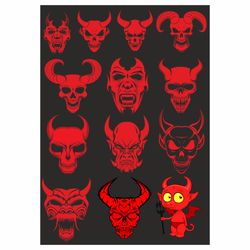 Vintage Devil SVG, Devil svg, Demon Skull SVG, Devil Vector, Devil Horns, Devil Cricut