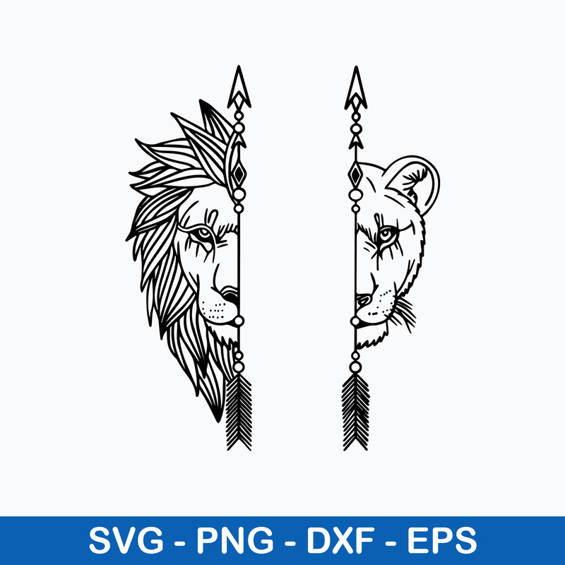 Arrow Lion Couple Svg, Lion Svg, Animal Svg, Png Dxf Eps Digital File.jpeg