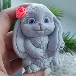 Bunny with flower - silicone mold