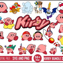 kirby bundle svg, games, layered, silhouette, cricut, digital download