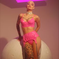 Bubble gum set, Eco leather lingerie, Pink lingerie, Latex lingerie, BDSM lingerie, Chain lingerie, Sexy lingerie