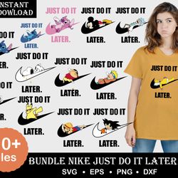 nike just do it later lilo & stitch, looney tunes, the simpsons, snoopy, pokemon pikachu, ricky and morty