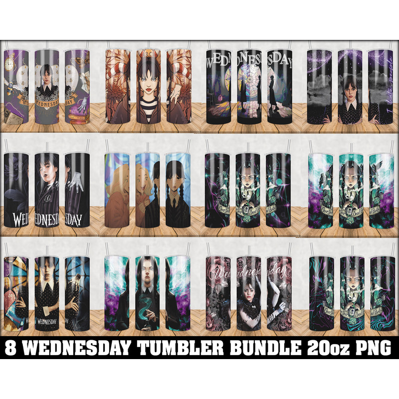 Wednesday 20oz Tumble Wrap Bundle , Addams Family Design, Sublimation wrap, Wednesday 20oz wrap, Trending Wednesday,20oz Tumbler.jpg