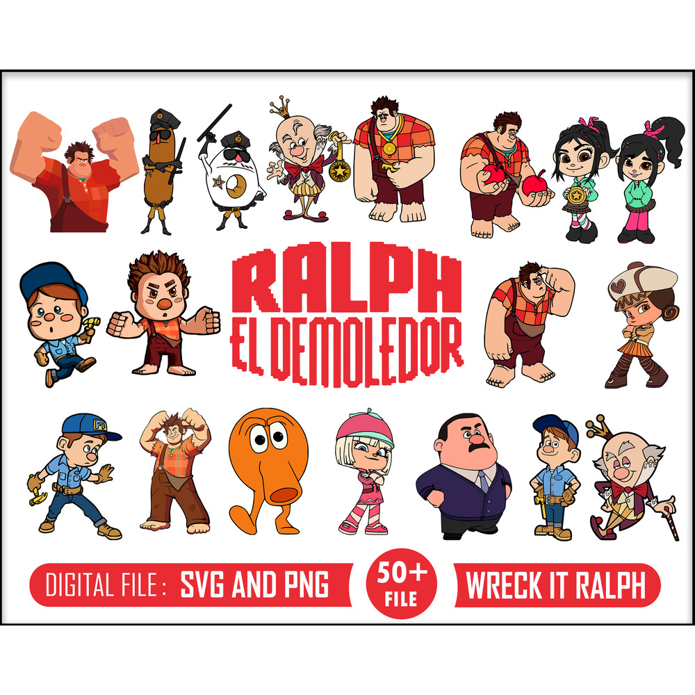 Wreck-It Ralph Bundle, Wreck It Ralph PNG, Wreck-It Ralph Transparent Background, Wreck-It Ralph Clipart, Wreck-It Ralph cut file.jpg