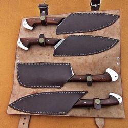 custom handforged damascus steel chef knives set bbq knife set, kitchen knives set, kitchen knife, handmade knives