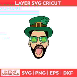 sihouette of irishman bad bunny patricks day svg, bad bunny patricks day svg, png, pdf, dxf digital fille