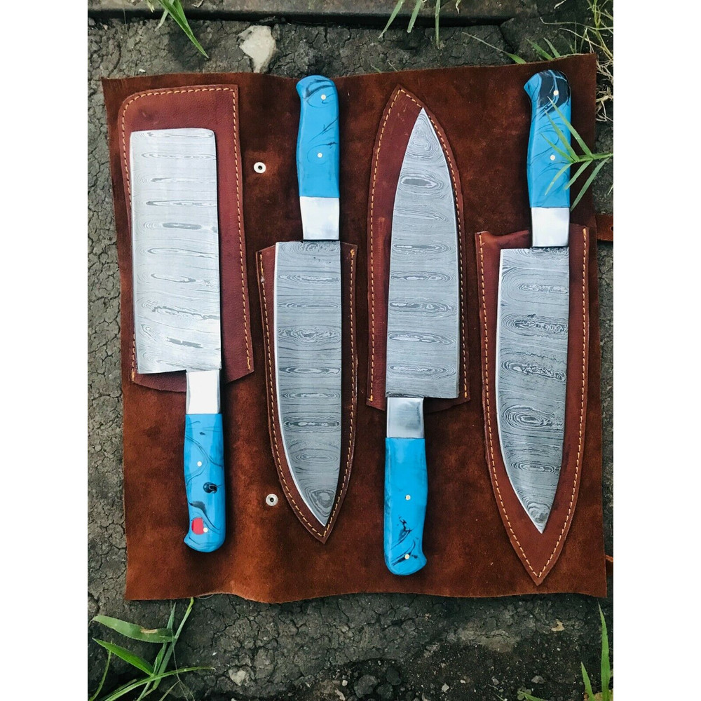 Custom Handforged Damascus steel Chef Knives set BBQ Knife set.jpg