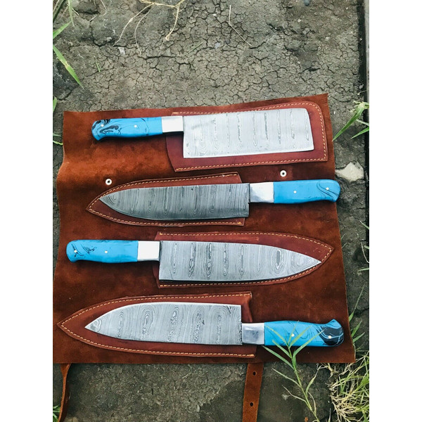 Custom Handforged Damascus steel Chef Knives set BBQ Knife set 4.jpg