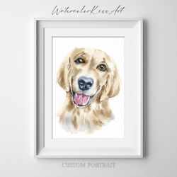 Custom portrait from photo, Watercolor painting art, Dog, Cat, Pets
