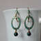 Vintaj solid and natural brass Chrysocolla earrings Textured patinated
