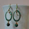 Vintaj solid and natural brass Chrysocolla earrings Textured patinated