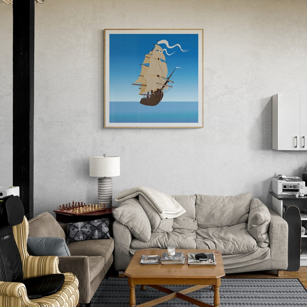 Sailing ship - Digital illustration - Printable art - Studio room_ kv.jpg