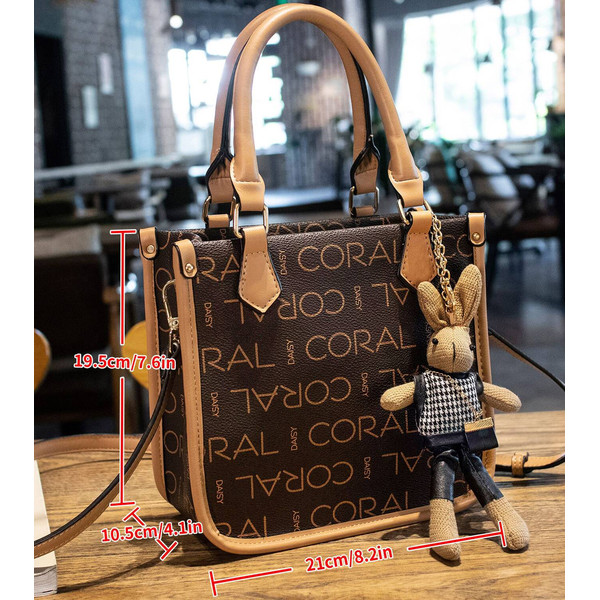 1   Womens Letter Graphic Square Bag With Cartoon Rabbit Bag Charm.jpg
