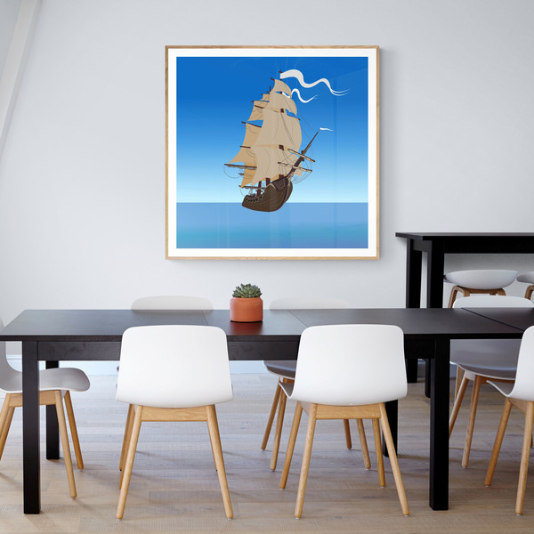 Sailing ship - Digital illustration - Printable art - Business room.jpg